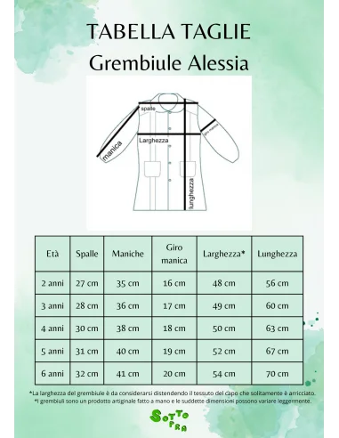 GREMBIULE ASILO QUADRETTI PURO COTONE ALESSIA