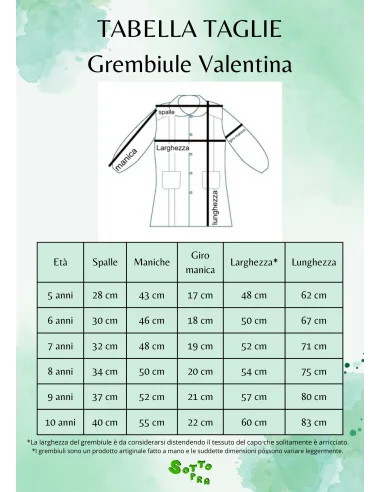 GREMBIULE SCUOLA PURO COTONE VALENTINA