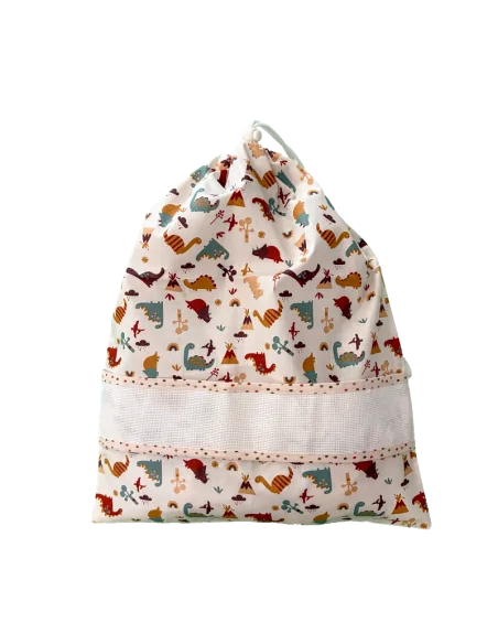 Set accessori asilo da ricamo 3 pezzi dinosauri - sacchetto cambio tela aida %separator% %shop-name%