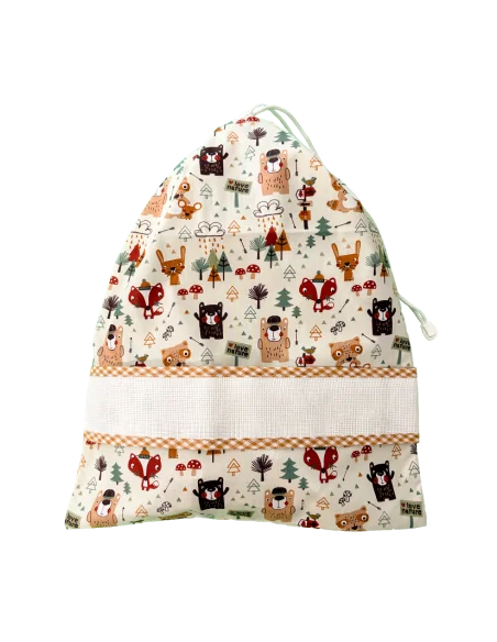 Set accessori asilo da ricamo 3 pezzi bosco - sacchetto cambio tela aida %separator% %shop-name%