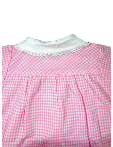 Grembiule asilo quadretti puro cotone Alessia - scuola materna rosa | SOTTO SOPRA TORINO