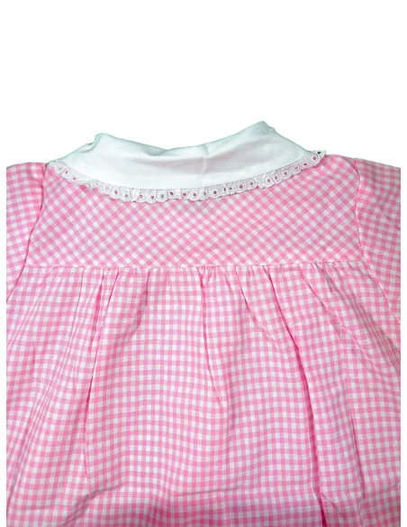 Grembiule asilo quadretti puro cotone Alessia - scuola materna rosa | SOTTO SOPRA TORINO