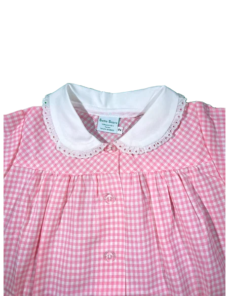 Grembiule asilo quadretti puro cotone Alessia - scuola materna rosa | SOTTO SOPRA TORINO