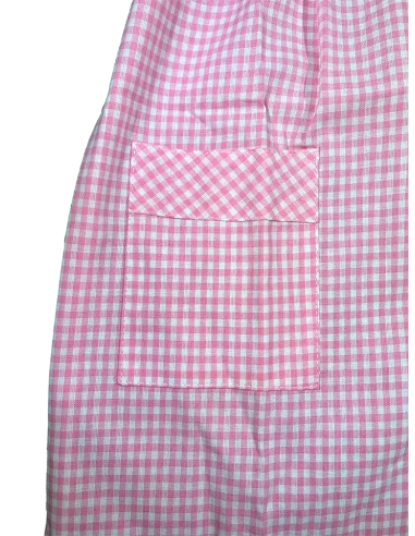 Grembiule asilo quadretti puro cotone Alessia - scuola materna rosa | SOTTO SOPRA TORINO