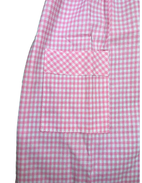 Grembiule asilo quadretti puro cotone Alessia - scuola materna rosa | SOTTO SOPRA TORINO